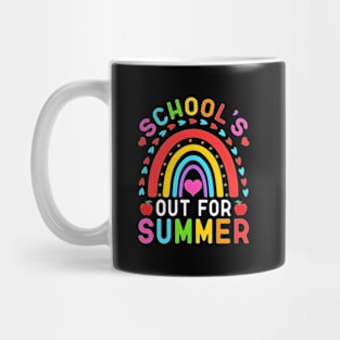 School'S Out For Summer Teacher Student Vacation Rainbow Mug